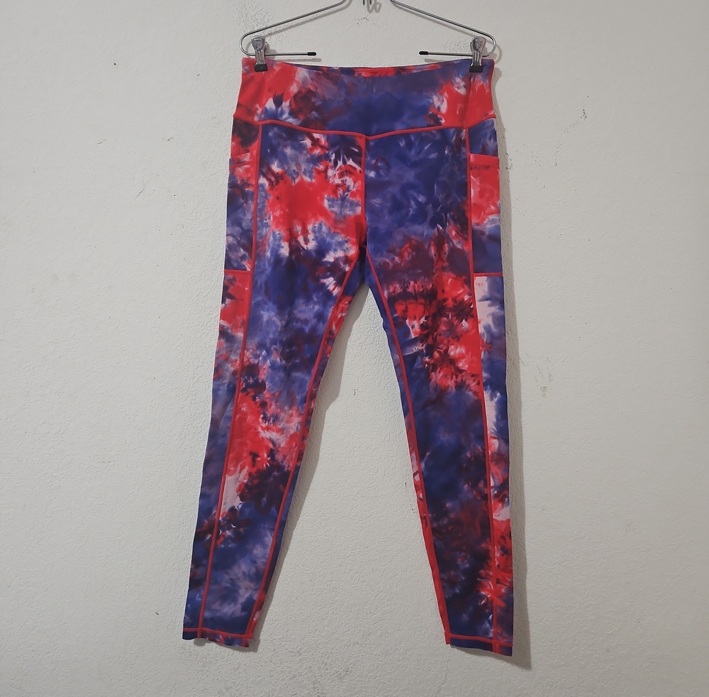 Constantly Varied Gear (CVG) Red & Blue Tie-Dye Patriotic Leggings Size XL